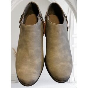 Dunes Doni‎ Ankle Boots Taupe Suede Zip Buckle Women's Size 7.5M